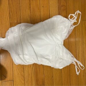 Elegant White Lace Trim Chemise